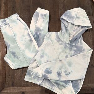 Hippie Rose 2 Piece Sweatsuit Tie Dye Cropped Sweatshirt and Joggers S